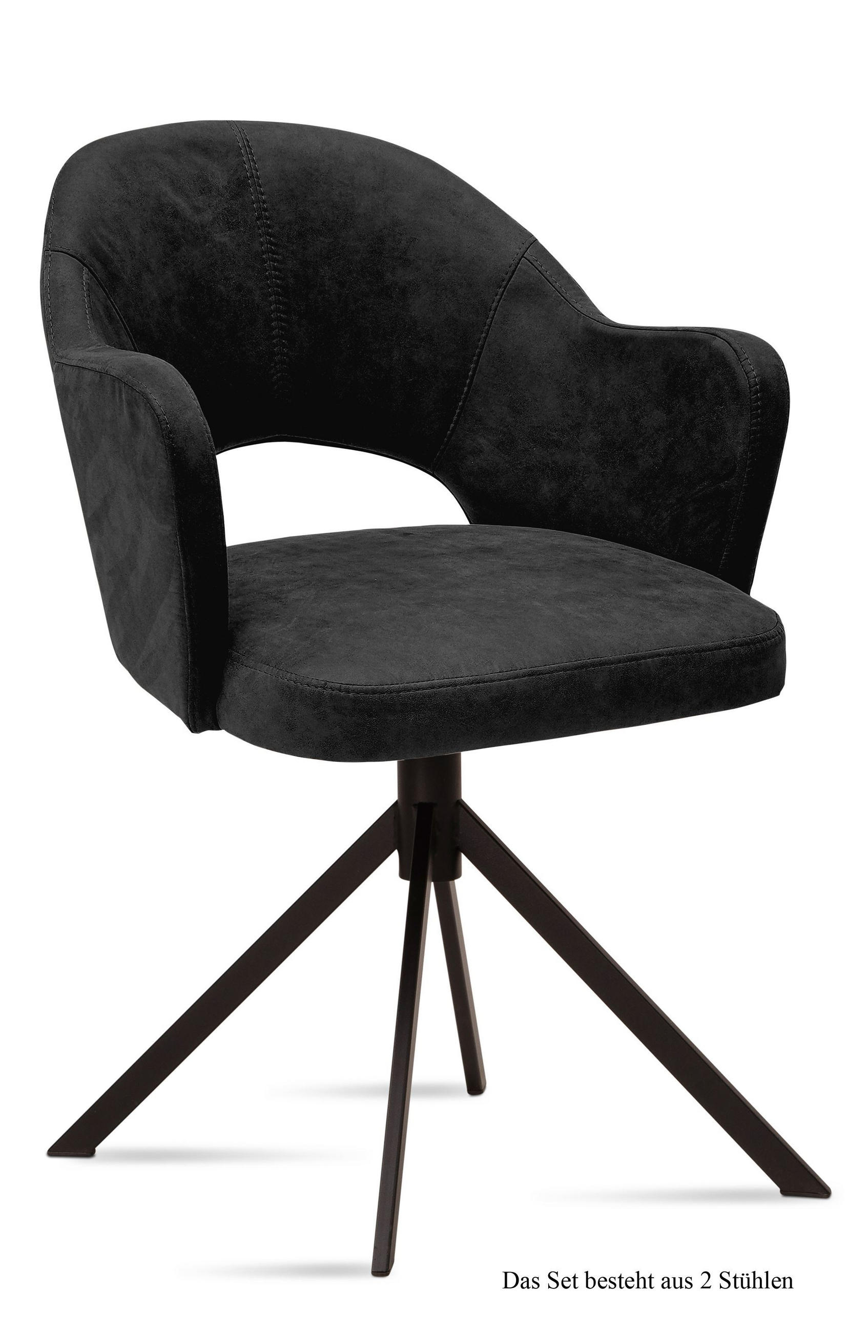 ARMLEHNSTUHL (2er-Set) Dunja 59x87x61 Schwarz/Anthrazit - Anthrazit/Schwarz, Kunststoff (61/87/59cm) - 58aufmkessel