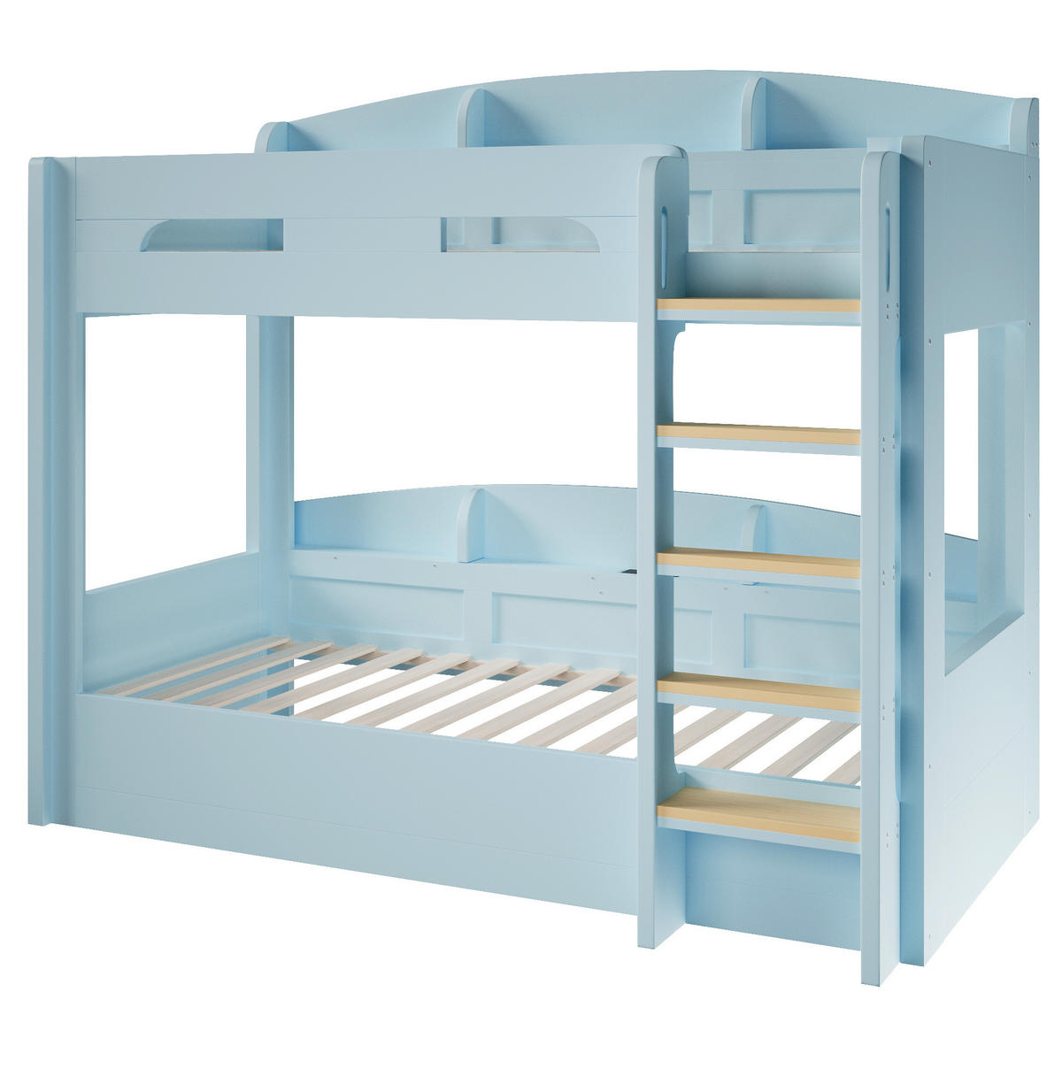 ETAGENBETT 90/200 cm Hellblau mit Ablagefächern und USB-Steckdose - Hellblau, Holz (90/200cm) - MIVRAY