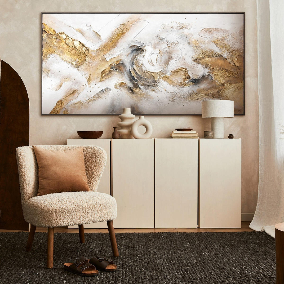GEMÄLDE Konsonanz Schattenfugenrahmen Grau 100x50 cm - Grau, Holz (100/50cm) - YS-art gallery