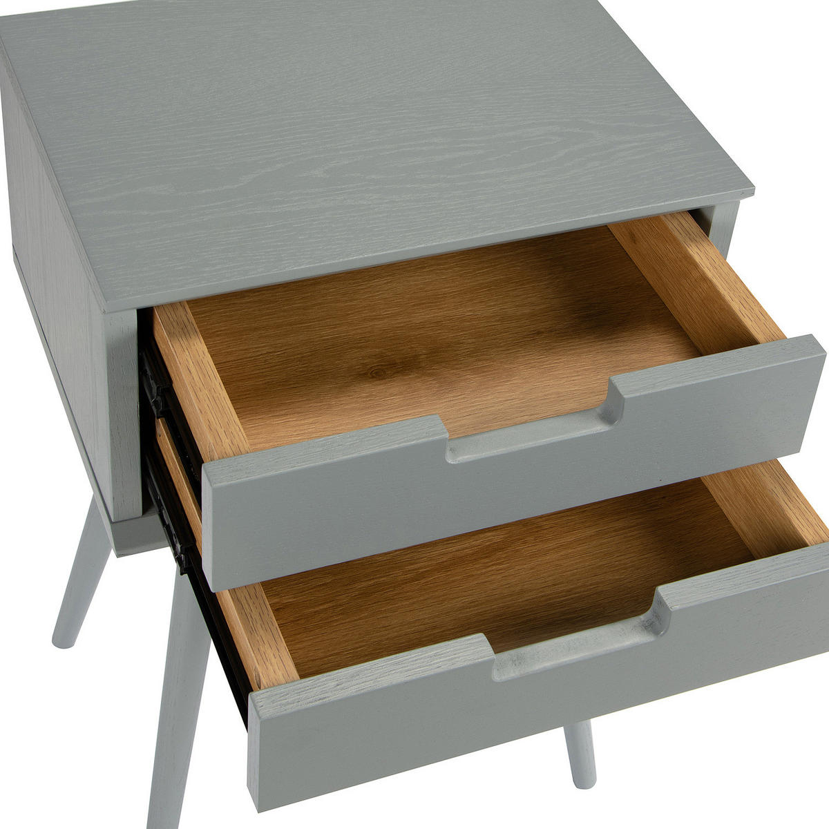 NACHTTISCH mit 2 Schubladen - Braun/Grau, Eichenholz/Holz (40/61/30cm) - home24