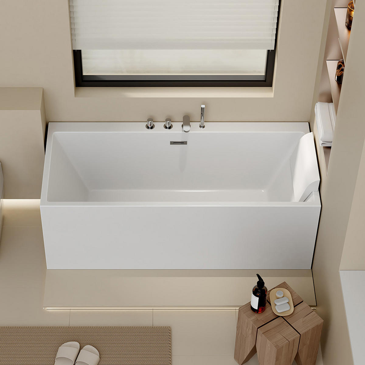 BADEWANNE AMBER - Ausführung: Ohne Whirlpool Funktion - Weiß, Kunststoff (58/80/170cm) - Home Deluxe