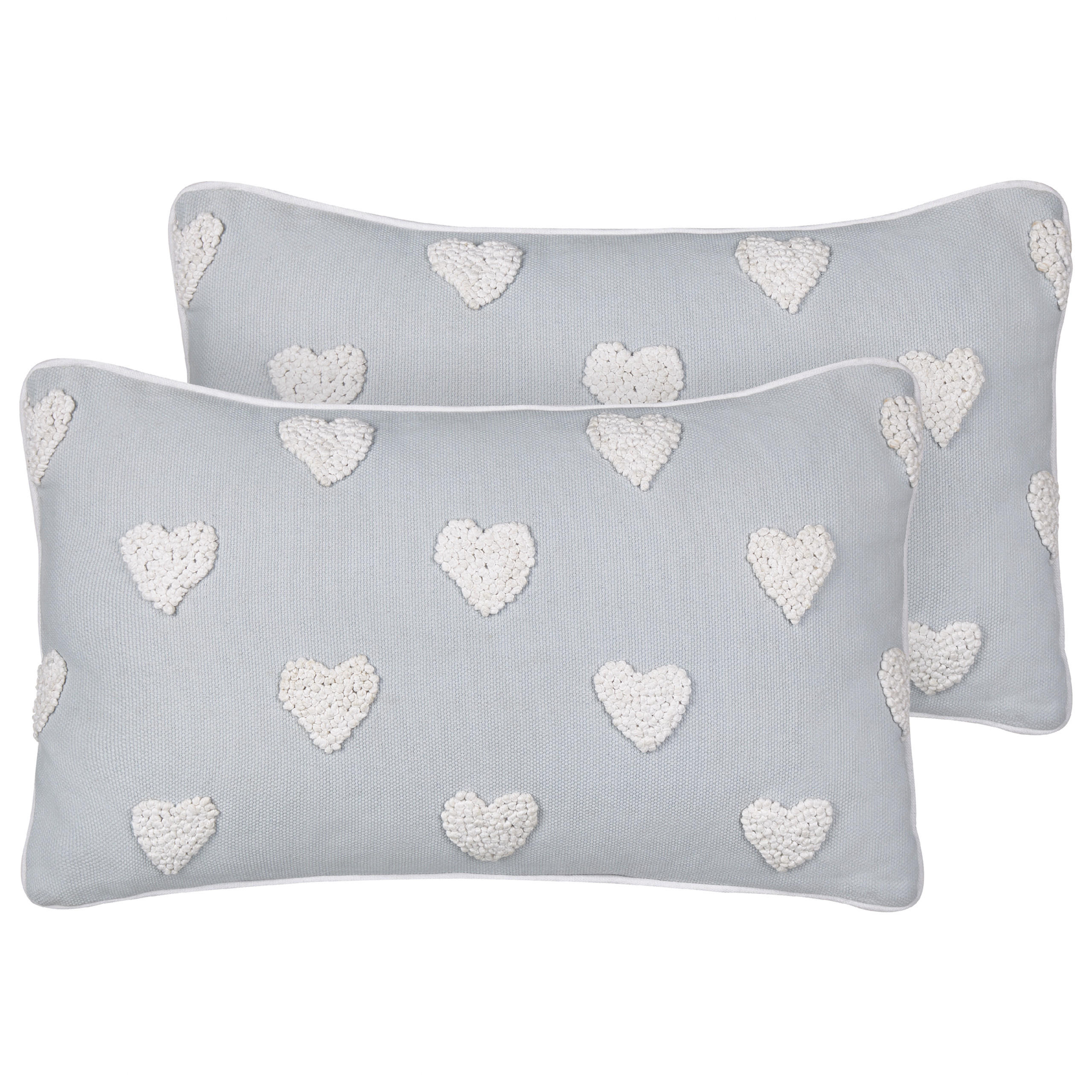 DEKOKISSEN 2er-Set Grau 30/50 cm Gazania - Weiß/Grau, Textil (30/50cm) - Beliani
