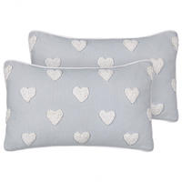 DEKOKISSEN 2er-Set Grau 30/50 cm Gazania - Weiß/Grau, Textil (30/50cm) - Beliani