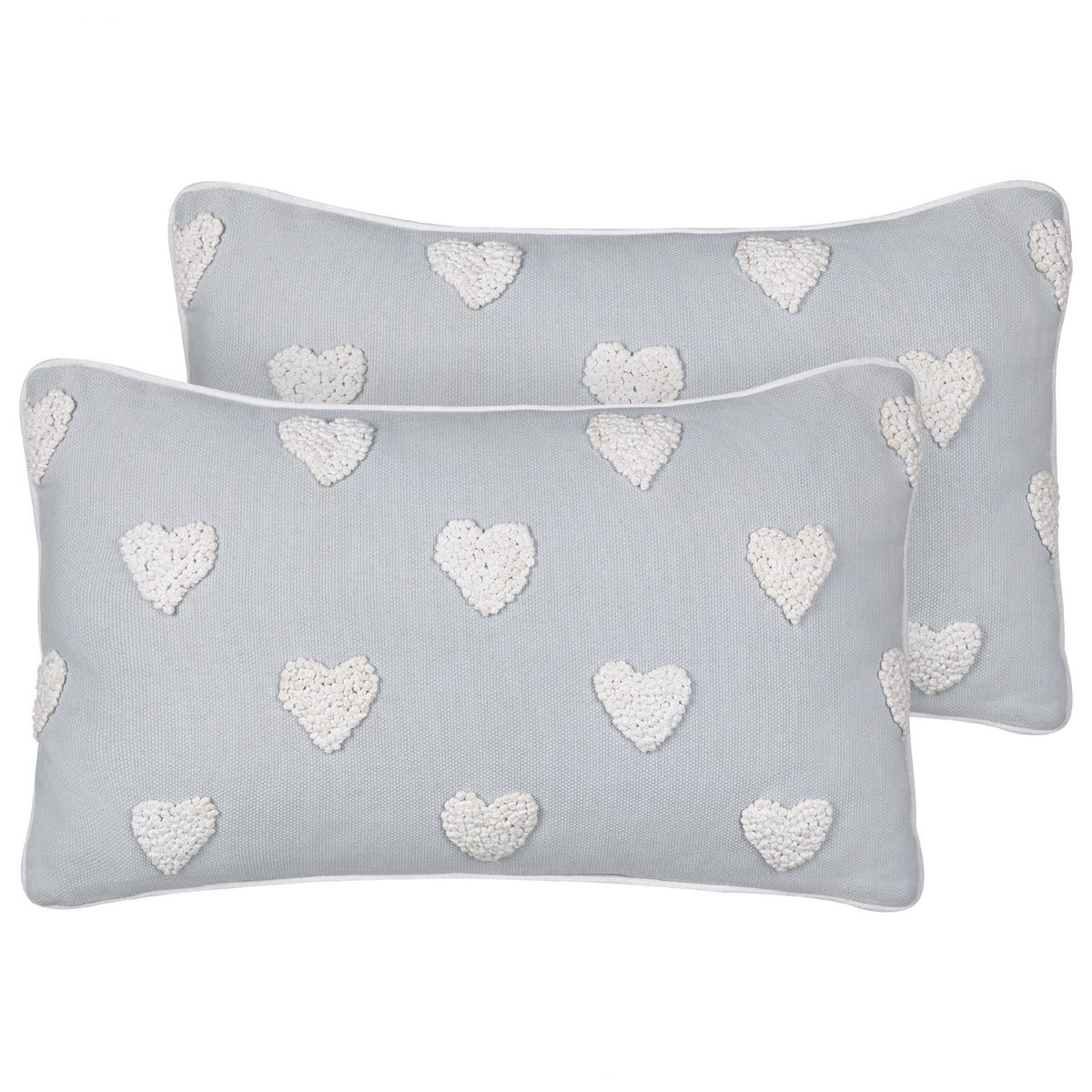 DEKOKISSEN 2er-Set Grau 30/50 cm Gazania - Weiß/Grau, Textil (30/50cm) - Beliani