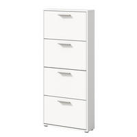 SCHUHKIPPER - 59 cm - Weiß - Silberfarben/Weiß, Holzwerkstoff/Kunststoff (59/136/17cm) - home24