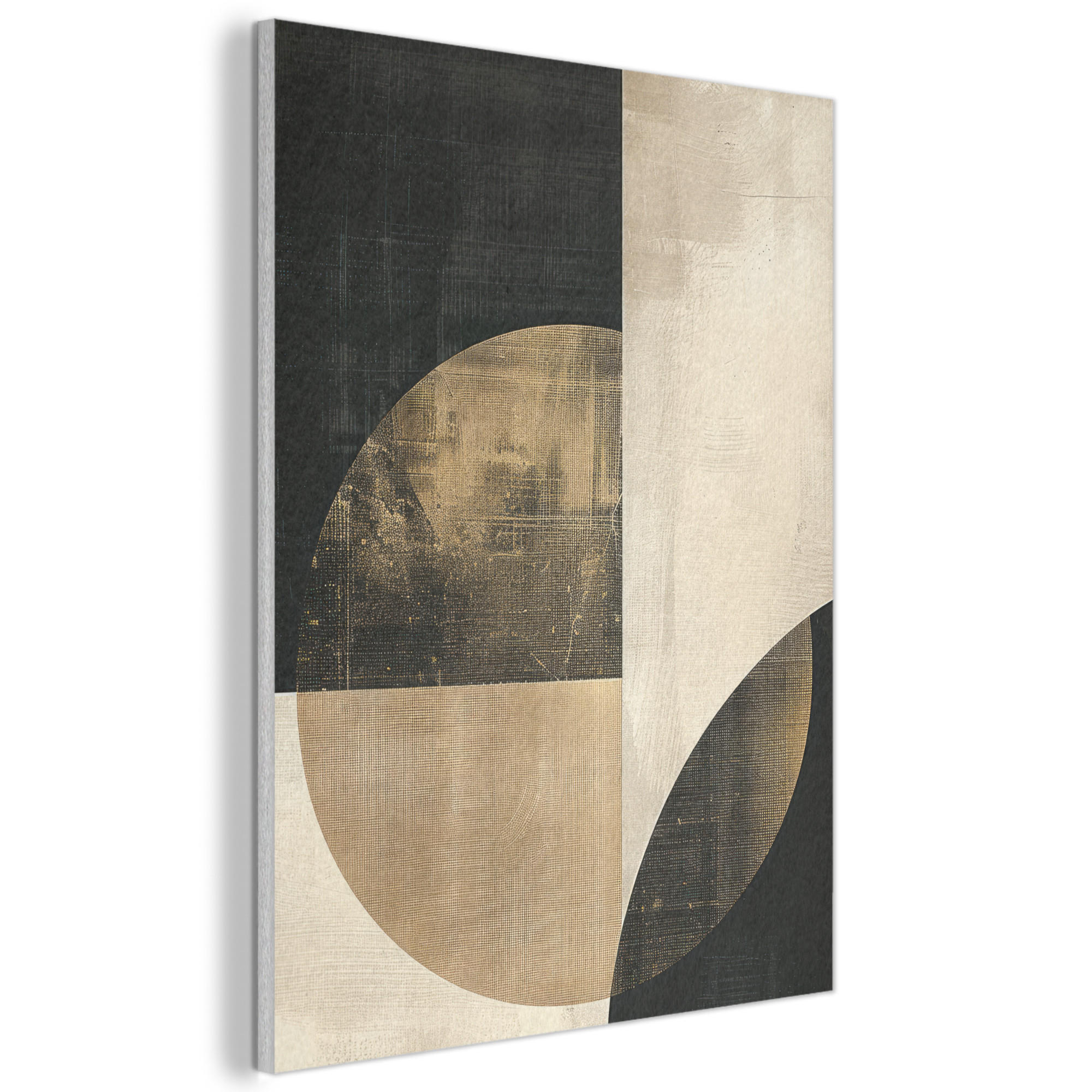 AKUSTIKBILD Abstrakt - Geometrische Formen - Schwarz - Gold Wandbilder 60x80 cm - Ecru, Kunststoff (60/80/0.9cm) - MuchoWow