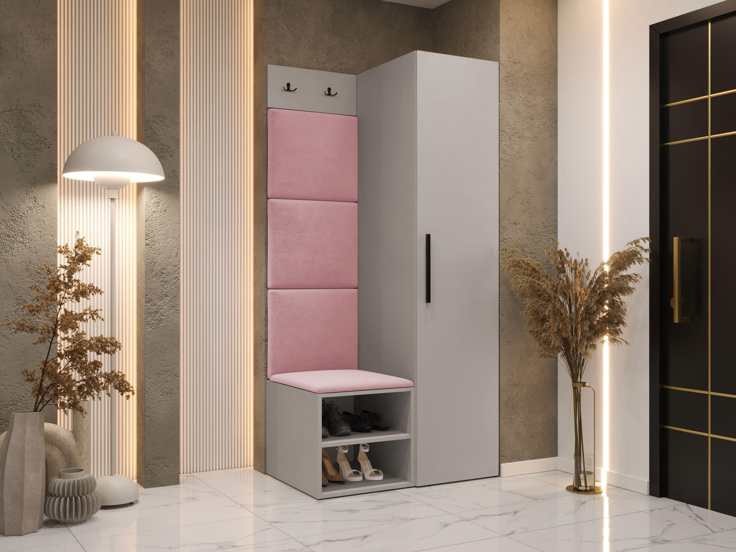 GARDEROBEN-SET Medi III - Kaschmir/Hellrosa, Holzwerkstoff/Kunststoff (40/191/50cm) - MIRJAN24