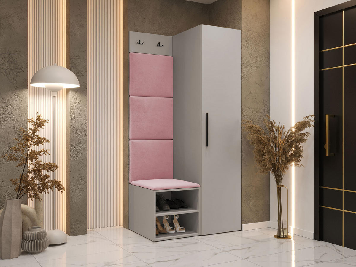 GARDEROBEN-SET Medi III - Kaschmir/Hellrosa, Holzwerkstoff/Kunststoff (40/191/50cm) - MIRJAN24