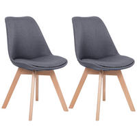 ESSZIMMERSTUHL 2er-Set Polsterbezug Grau Dakota - Grau, Holz/Textil (47/84/43cm) - Beliani