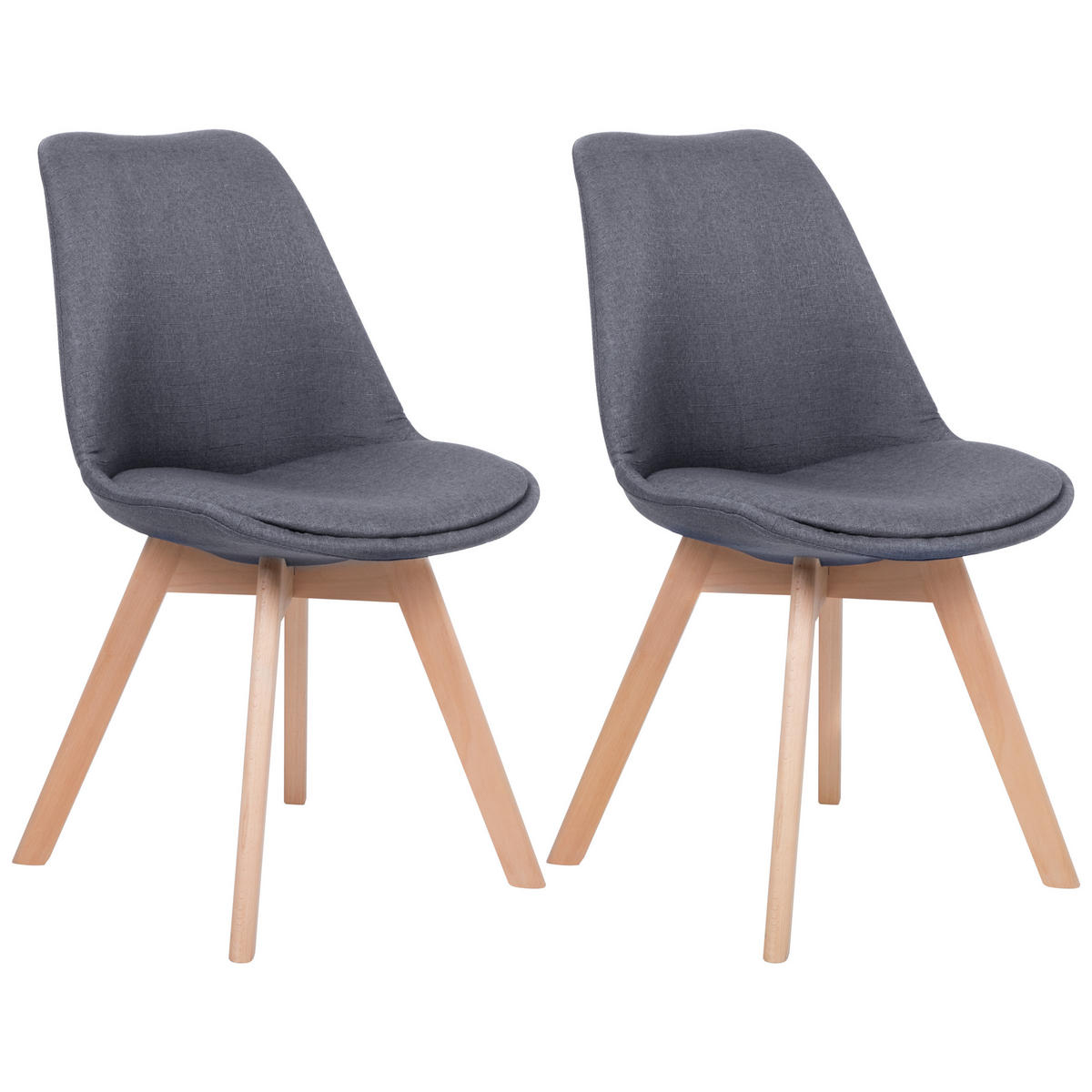ESSZIMMERSTUHL 2er-Set Polsterbezug Grau Dakota - Grau, Holz/Textil (47/84/43cm) - Beliani