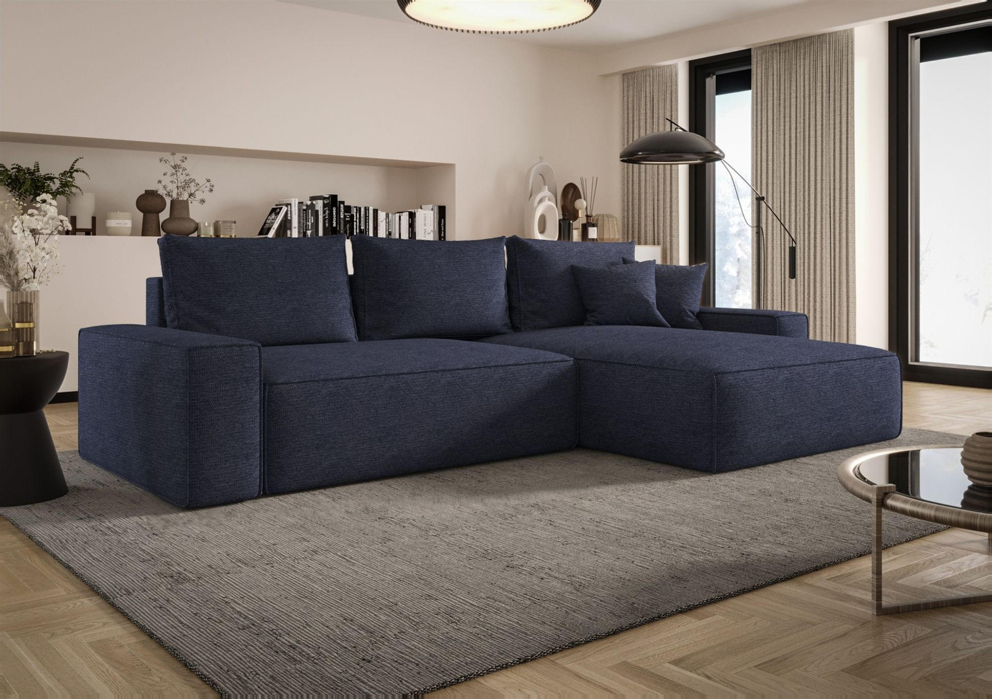 ECKSOFA Walken Mit Schlaffunktion - Dunkelblau, Holzwerkstoff/Textil (280/185cm) - Fun Möbel