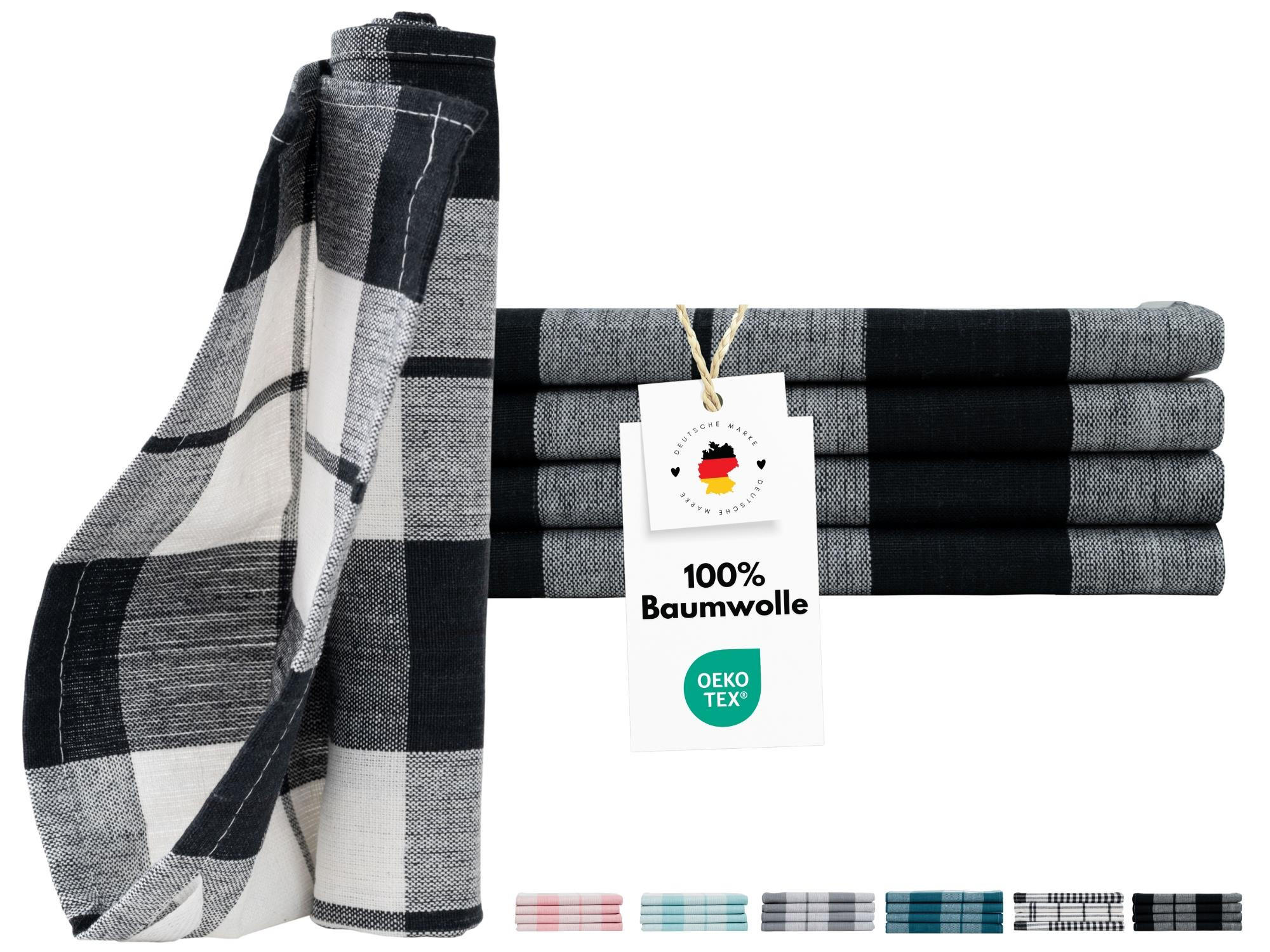 GESCHIRRTÜCHER 50x70 cm im 12er Set aus 100% Baumwolle, Küchentücher Schwarz - Schwarz, Textil (50/70cm) - Carpe Sonno