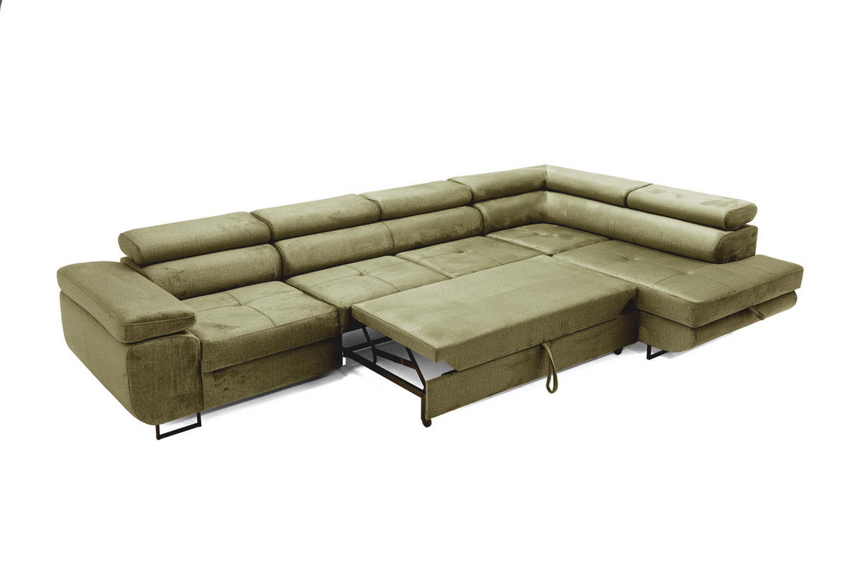 ECKSOFA WILD MAXI Rechts Hellgrün - Chromfarben/Hellgrün, Holz/Textil (203/350cm) - Muffo