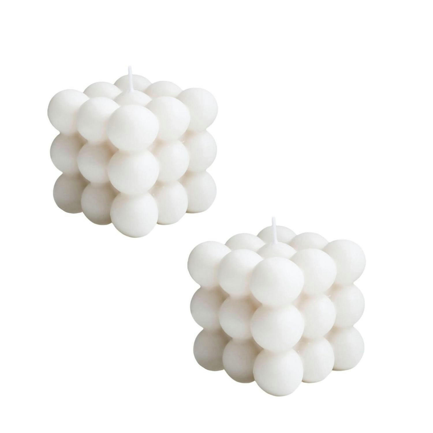 DUFTKERZE 2-teiliges Set Bubble Kerze Sojawachs Weiß 6 cm - Weiß, Paraffin (5.5cm)