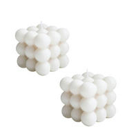 DUFTKERZE 2-teiliges Set Bubble Kerze Sojawachs Weiß 6 cm - Weiß, Paraffin (5.5cm)
