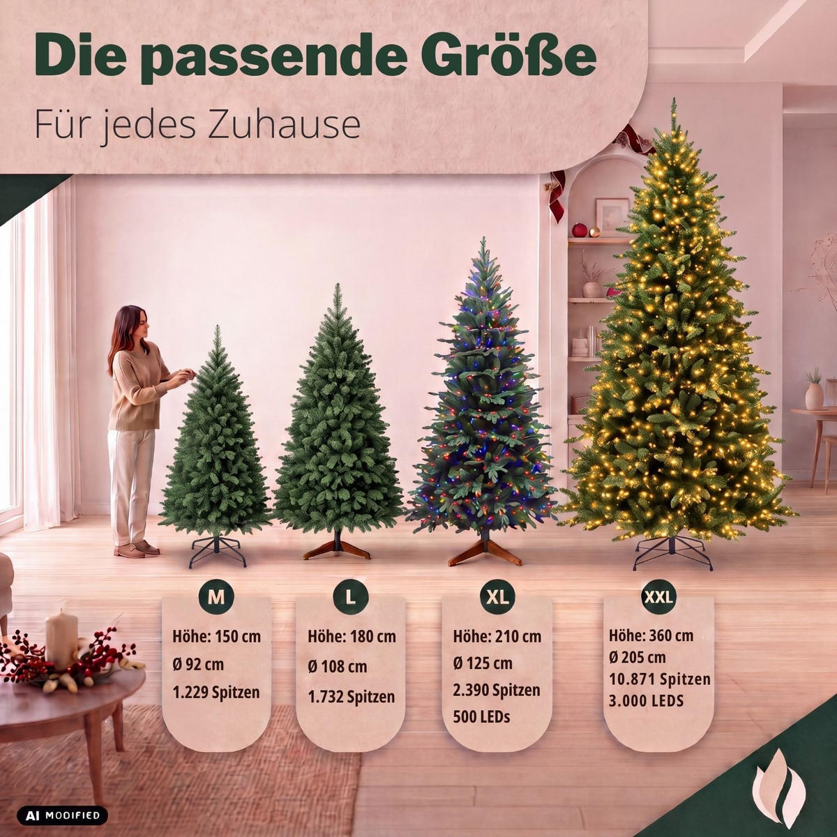 KÜNSTLICHER WEIHNACHTSBAUM OREGON mit Metallständer Höhe 150 cm - Grün, Kunststoff (92/150/92cm) - pink garten