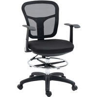 DREHSTUHL 59/95-115/59 cm Schwarz aus Polyester mit höhenverstellbarer Fußstütze - Schwarz, Kunststoff (59/115/59cm) - OKMYHOME