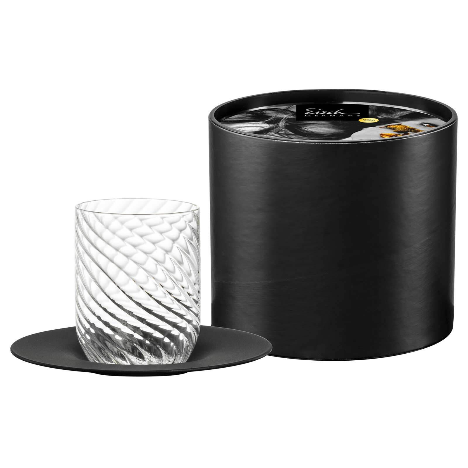 CAPPUCCINOGLAS MIT UNTERTASSE Twist schwarz 270 ml - Schwarz, Glas (0.27L) - Eisch