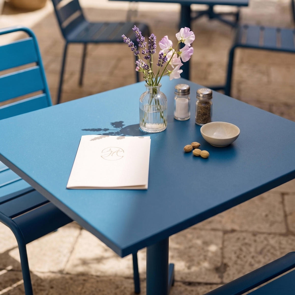 GARTENSET 3-tlg., Pazifikblau - Blau, Metall - Oviala