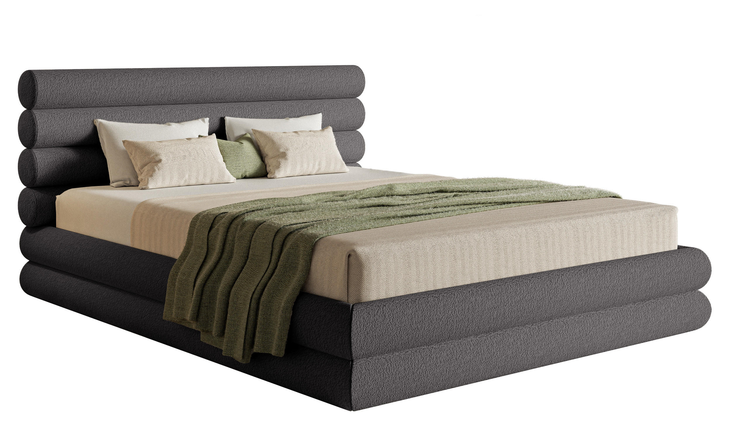 POLSTERBETT Buffalino Dunkelgrau Boucle 140/200 cm - Dunkelgrau, Kunststoff/Textil (140/200cm) - Selsey