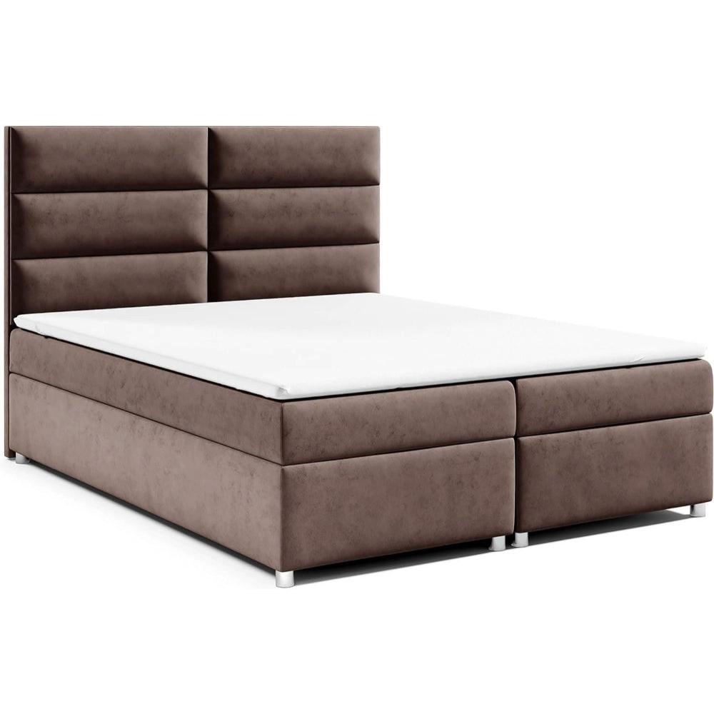 BOXBETT mit Bettkasten Trinity K-4 Bonellfederkern inkl. Topper - Braun, Holz/Holzwerkstoff (180/200cm) - Best For Home