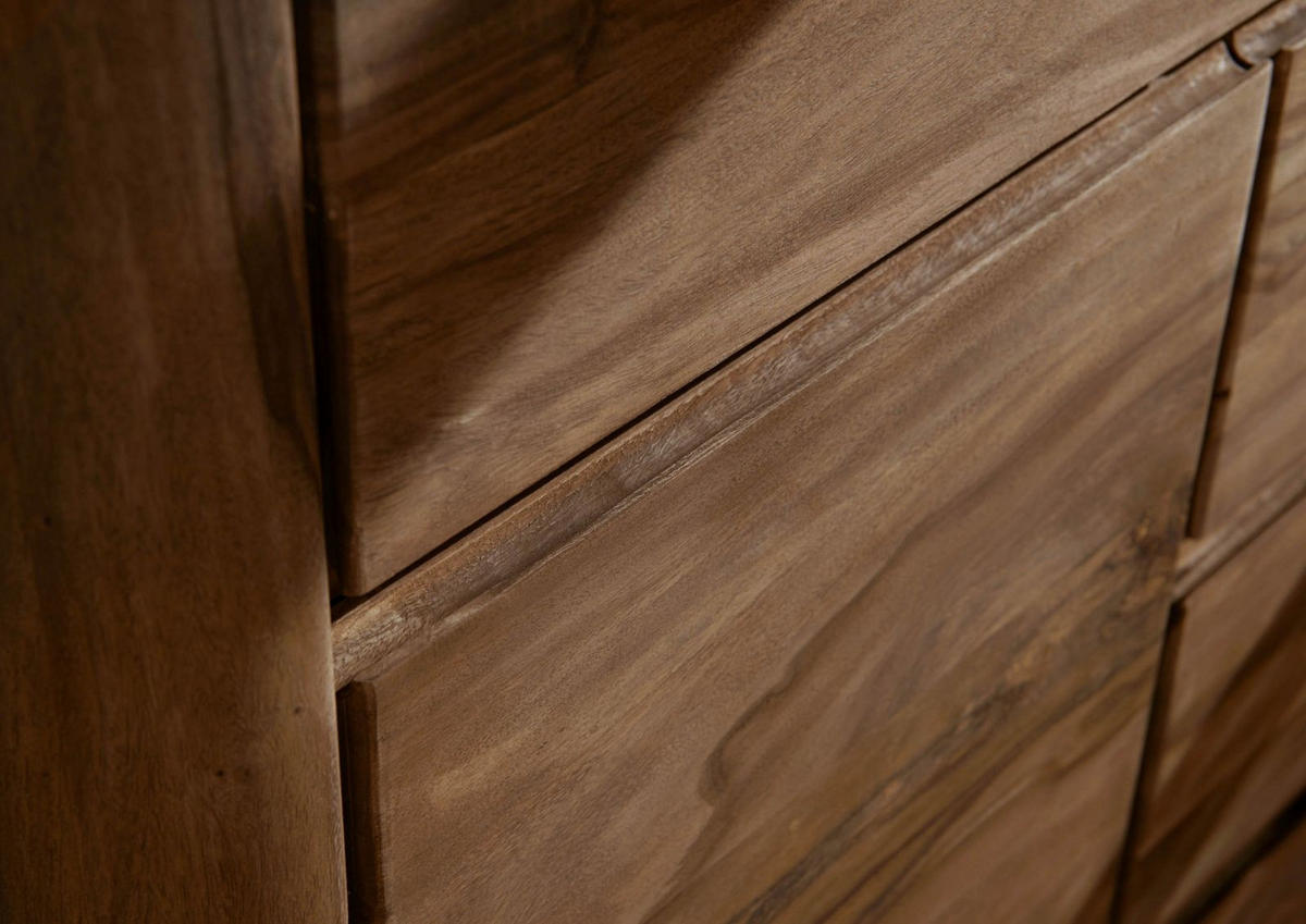 VITRINE Sheesham 109x40x202 rot-braun gebeizt TORONTO #111 - Dunkelbraun, Holz (109/202/40cm) - Massivmoebel24