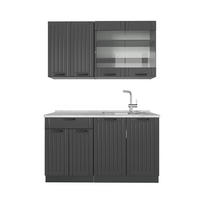 JEDNOTKOVÁ KUCHYNĚ Fame-Line Tmavě šedá - tmavě šedá, kompozitní dřevo (140/81.6/60cm) - Vicco