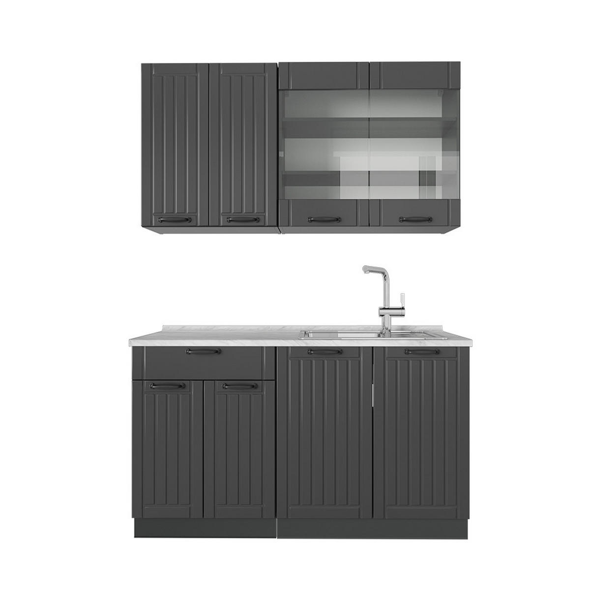 JEDNOTKOVÁ KUCHYNĚ Fame-Line Tmavě šedá - tmavě šedá, kompozitní dřevo (140/81.6/60cm) - Vicco