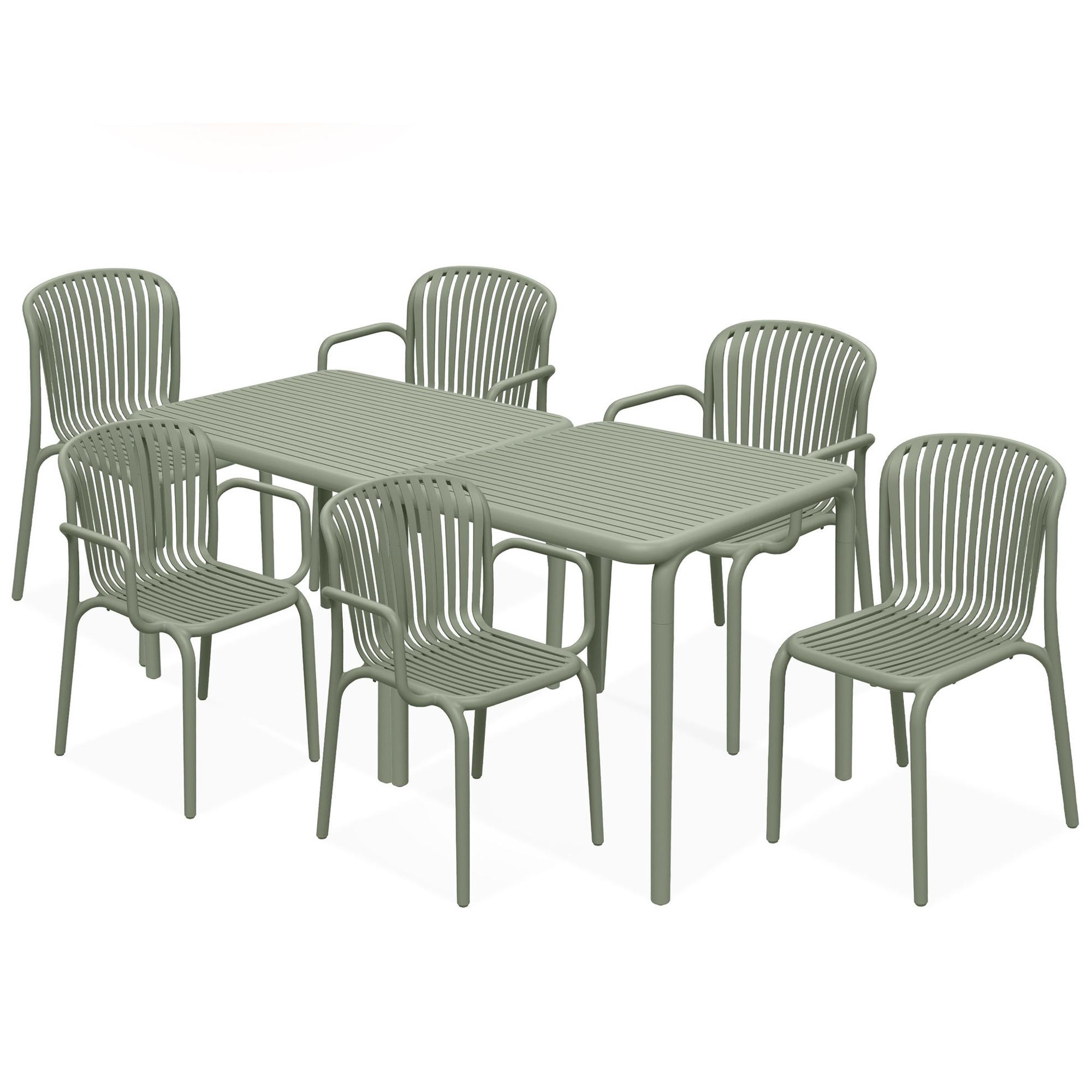 GARTEN ESSGRUPPE FICCARI, Gartenmöbel-Set 8-tlg, Olive - Olivgrün, Kunststoff - KONSIMO®