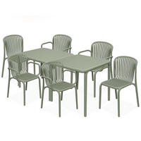 GARTEN ESSGRUPPE FICCARI, Gartenmöbel-Set 8-tlg, Olive - Olivgrün, Kunststoff - KONSIMO®