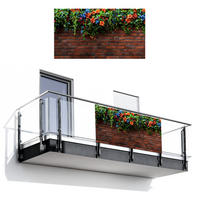 BALKON-SICHTSCHUTZ Blumen - Wand - Grün - Orange - Rotbraun, Kunststoff (200/110cm) - MuchoWow