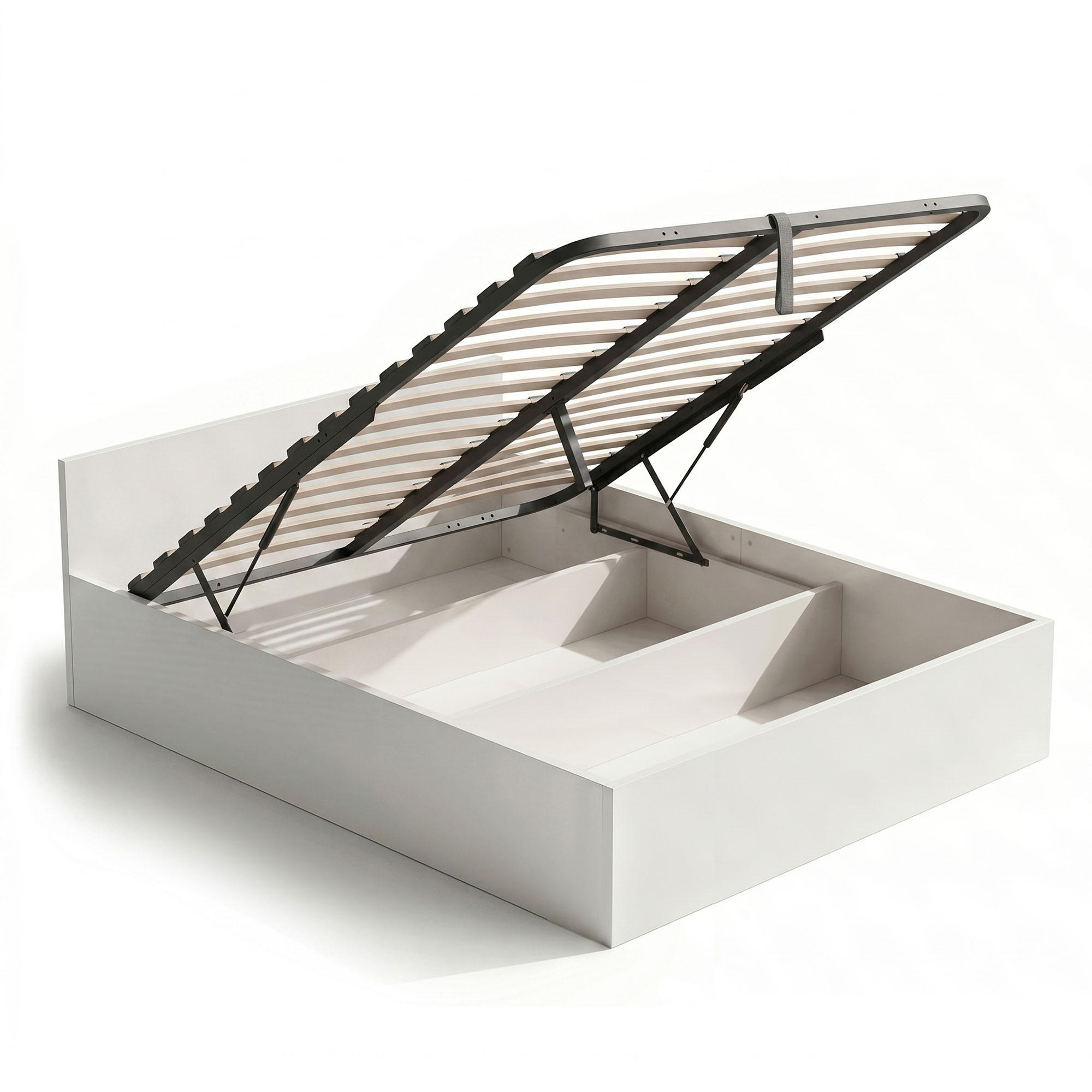 BETT mit Bettkasten 140x200 cm Metalllattenrost Weiß - Weiß, Holzwerkstoff (140/200cm) - Akord