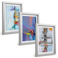 BILDER SET 3er Set - 20x30 cm Silberner Rahmen - Abstrakte Gemäldekompositionen - Silberfarben, Kunststoff (20/30cm) - TULUP