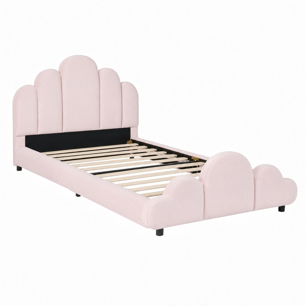 POLSTERBETT 90/200 cm in Rosa mit gepolstertem Kopfteil, abgerundeten Ecken und Stauraum aus Samt - Schwarz/Rosa, Holzwerkstoff/Textil (90/200cm) - STILVORA