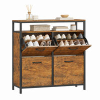 SCHUHSCHRANK mit 4 Klappschubladen 98 x 24 x 95 cm Holzoptik Braun - Braun, Holz (24/95/98cm) - Beauniv
