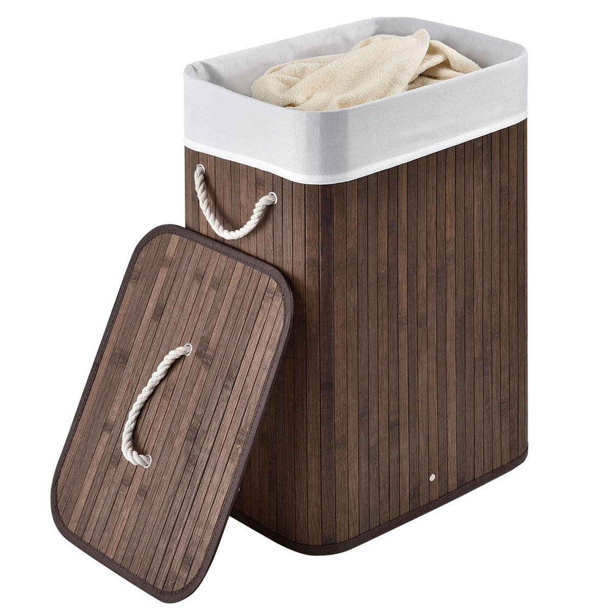 WÄSCHEKORB Curly 72 L braun - Braun, Holz (40/60/30cm) - Juskys