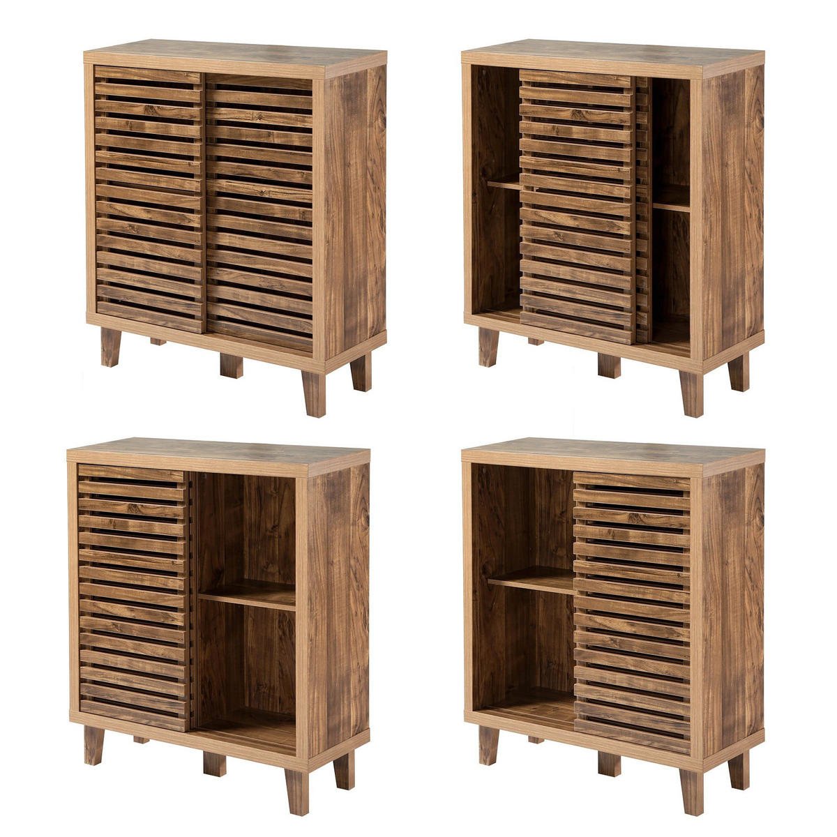 SIDEBOARD mit 2 Schiebetüren 29/80/88, 5 cm - Nussbaumfarben, Holzwerkstoff (29/88.5/80cm) - Calicosy