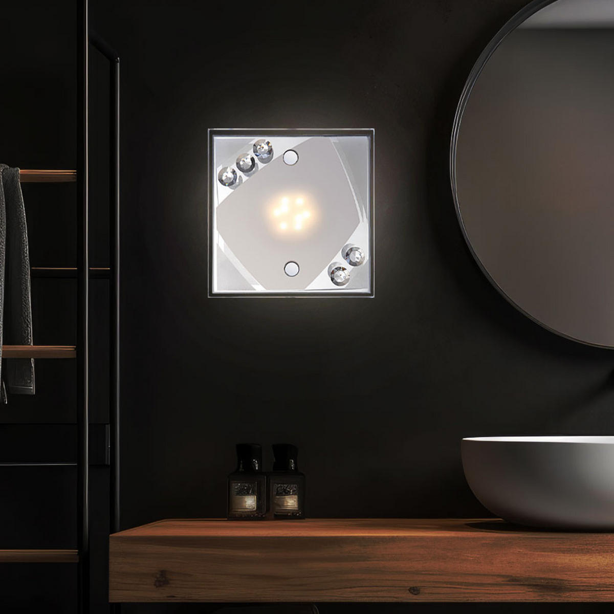 LED WANDLEUCHTE MIGO Metall Silber - Silberfarben, Glas (12/9/12cm) - Globo Lighting