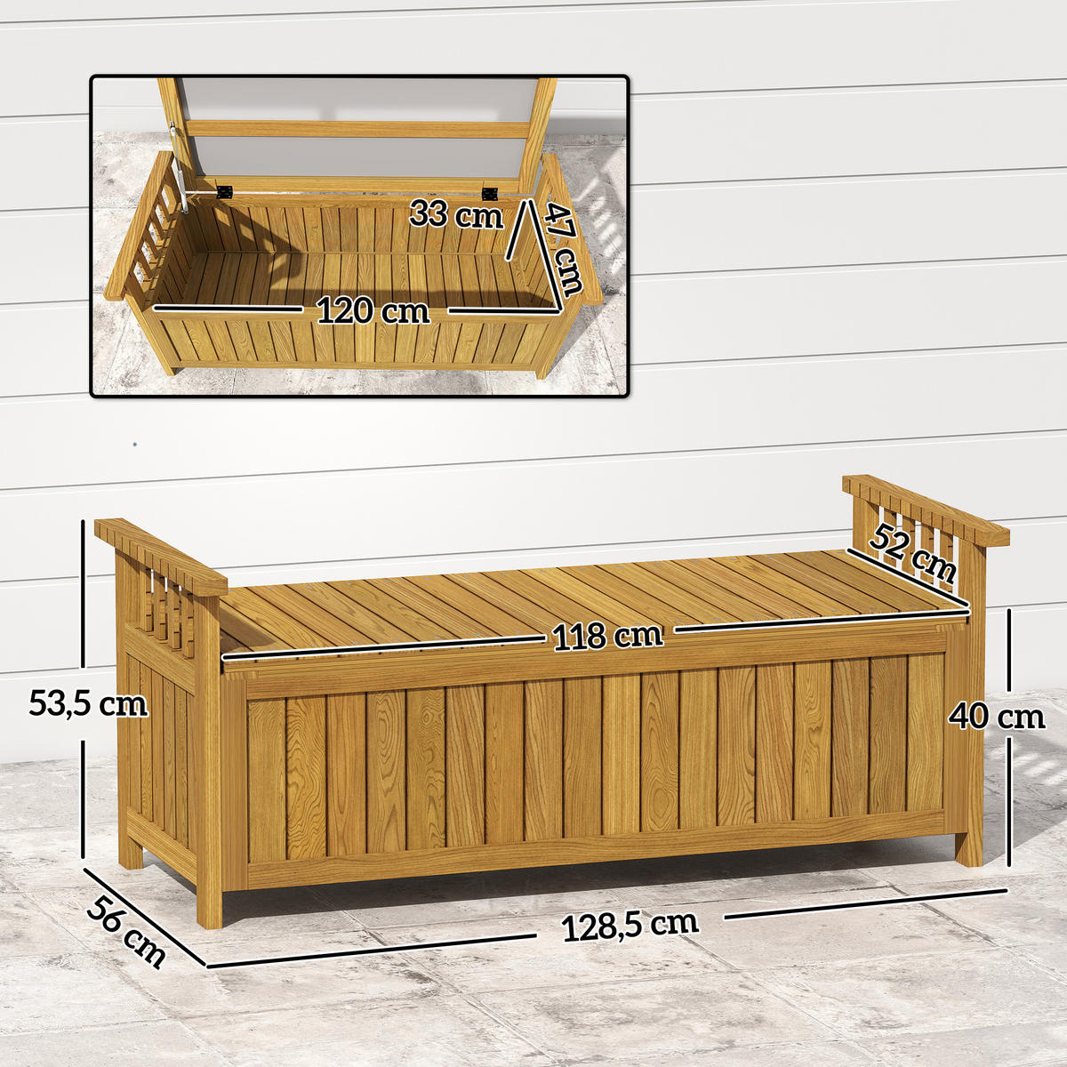 GARTENBANK DE-17775 Braun - Braun, Holz (128.5/53.5/52cm) - ComfortXL