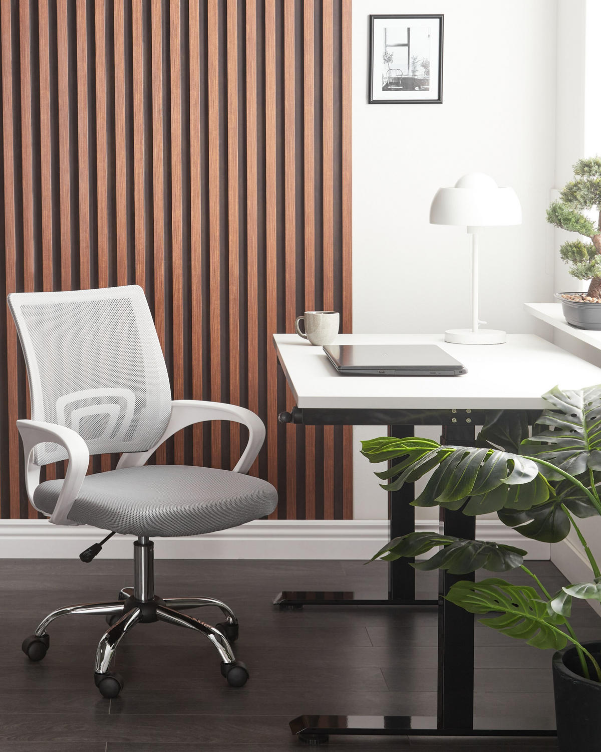 BÜROSTUHL Hellgrau Solid - Silberfarben/Weiß, Textil (60/88/60cm) - Beliani