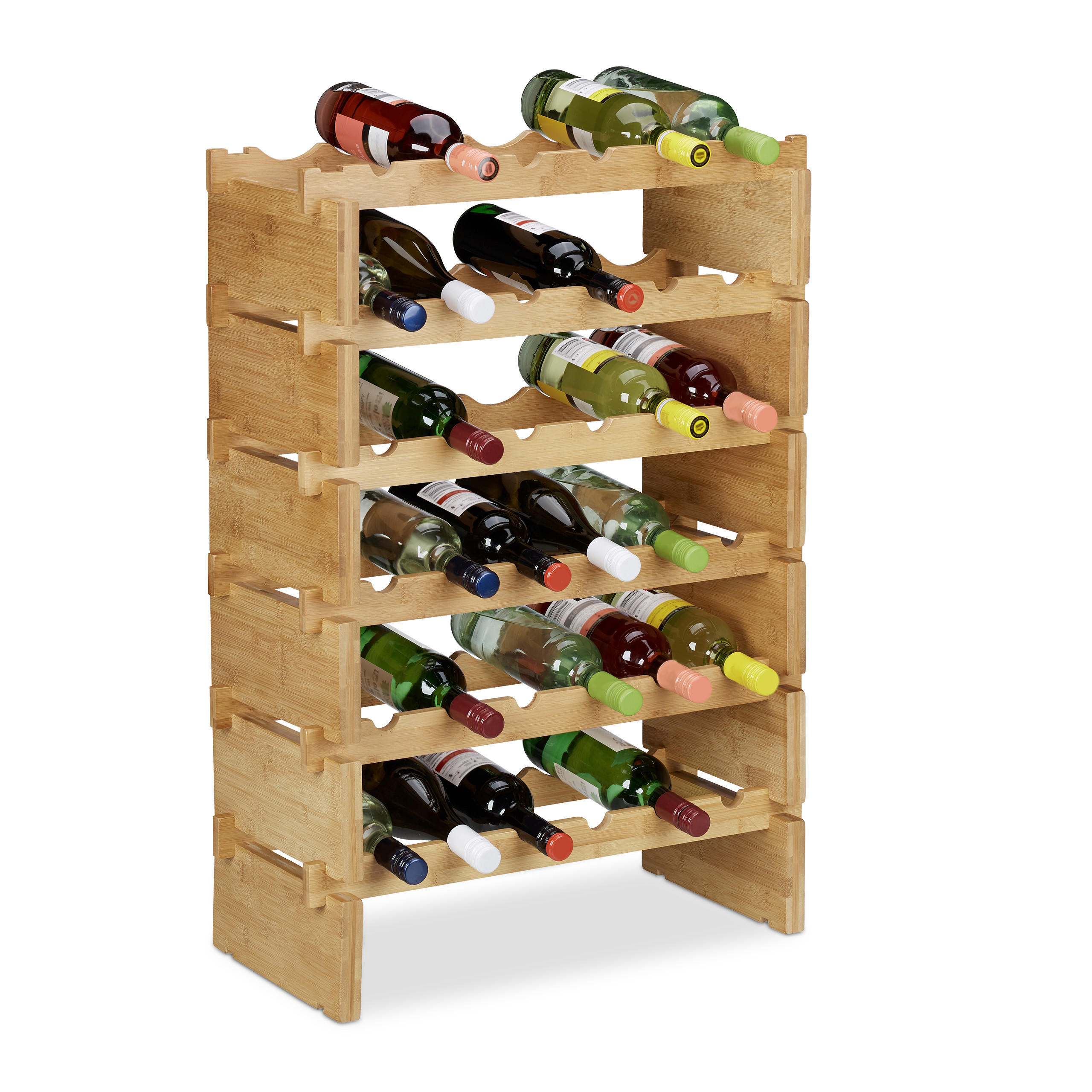 WEINREGAL - Hellbraun, Holz (60/86/28.5cm) - Relaxdays