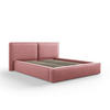 BETT mit Bettkasten und Kopfteil Jodie aus strukturiertem Stoff rosa 160x200cm - Pink, Textil (160/200cm) - Micadoni