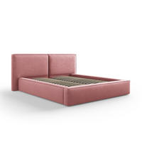 BETT mit Bettkasten und Kopfteil Jodie aus strukturiertem Stoff rosa 160x200cm - Pink, Textil (160/200cm) - Micadoni