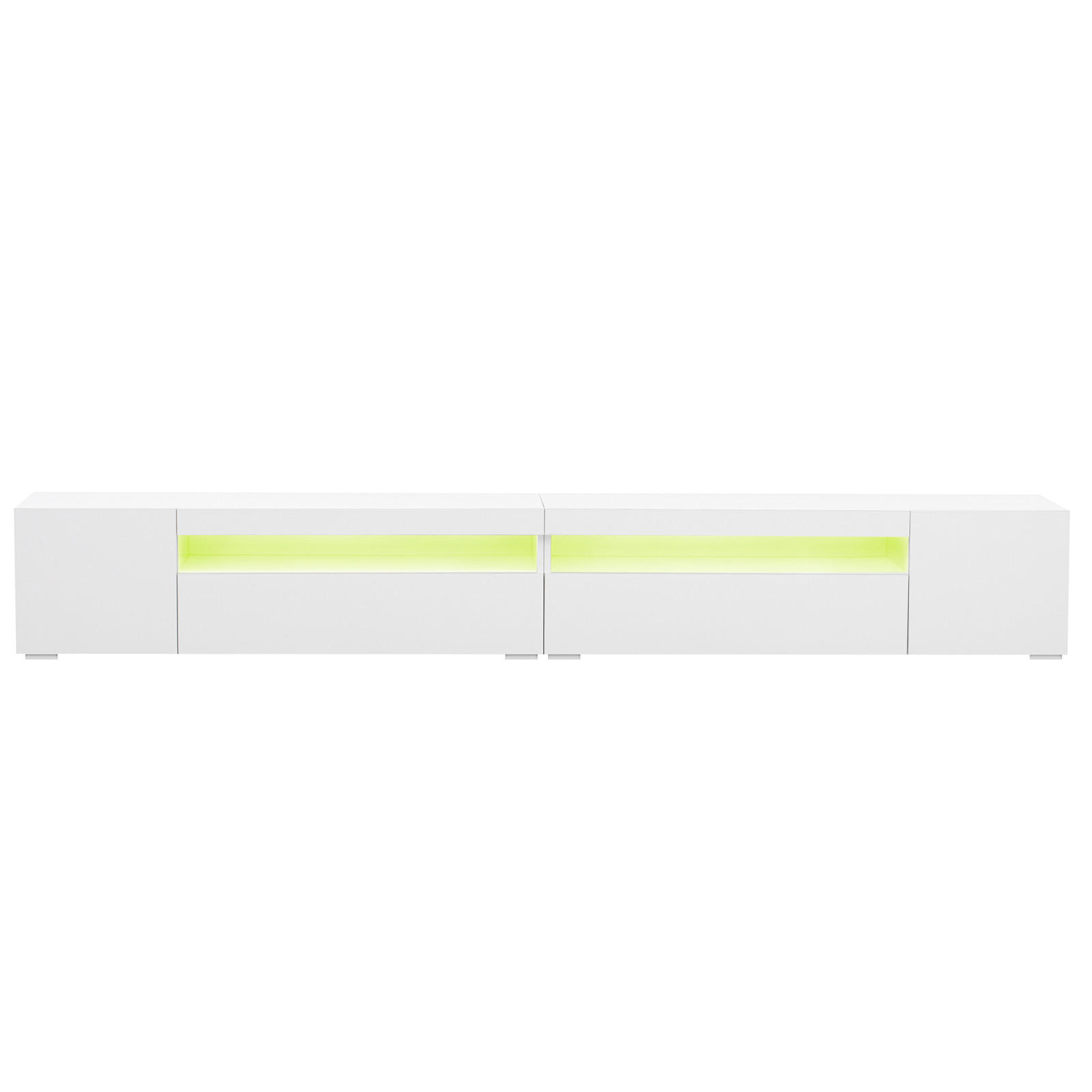 TV Lowboard LED 260x35x40 cm, 3 Ebenen, 2 Türen, Weiß - Weiß, Holz (240/35/39cm)