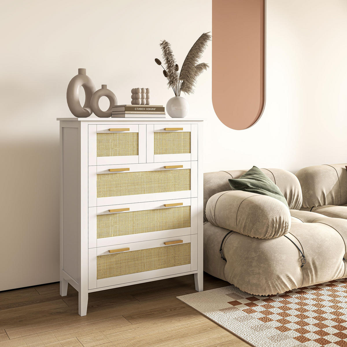 KOMMODE Weiß 77/37/104 cm - Weiß, Holzwerkstoff (77/104/37cm) - PANGIVO