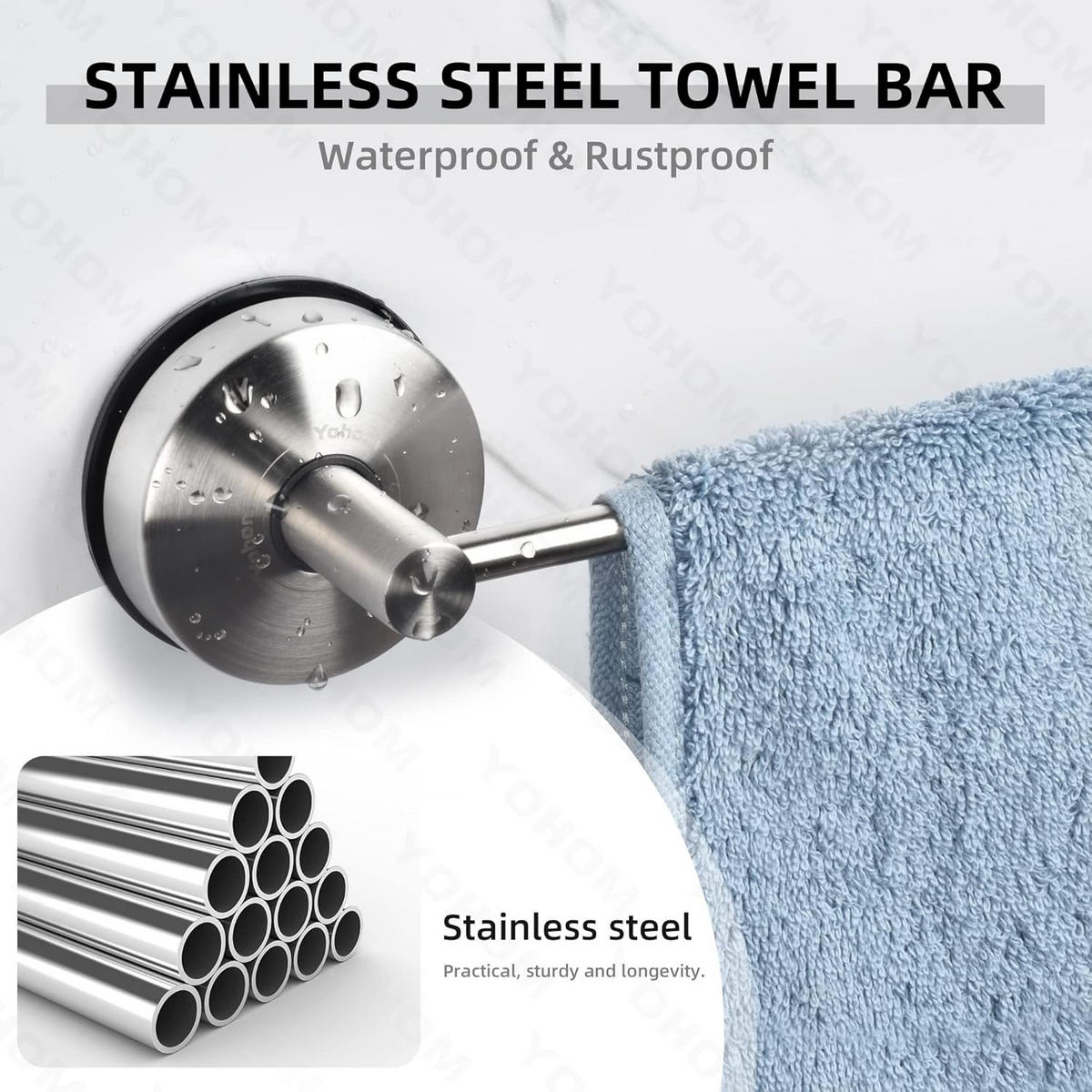 HANDTUCHSTANGE , 43 cm mit Saugnapf - Silberfarben, Metall (5.5/1/43cm) - BELZ