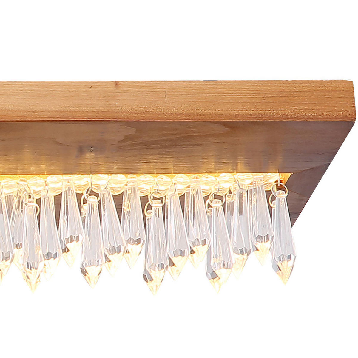LED DECKENLEUCHTE Holz Braun Kristalldekor - Braun, Holz (80/20/19.5cm) - Globo Lighting