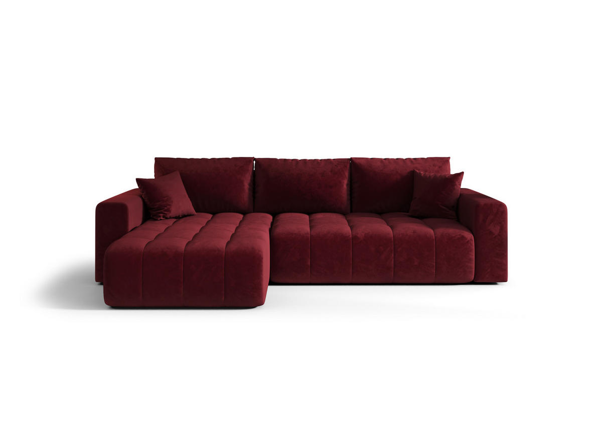 ECKSOFA mit Schlaffunktion MILO L Monolith 59 Links - Rot, Textil (280/175cm) - Bedante