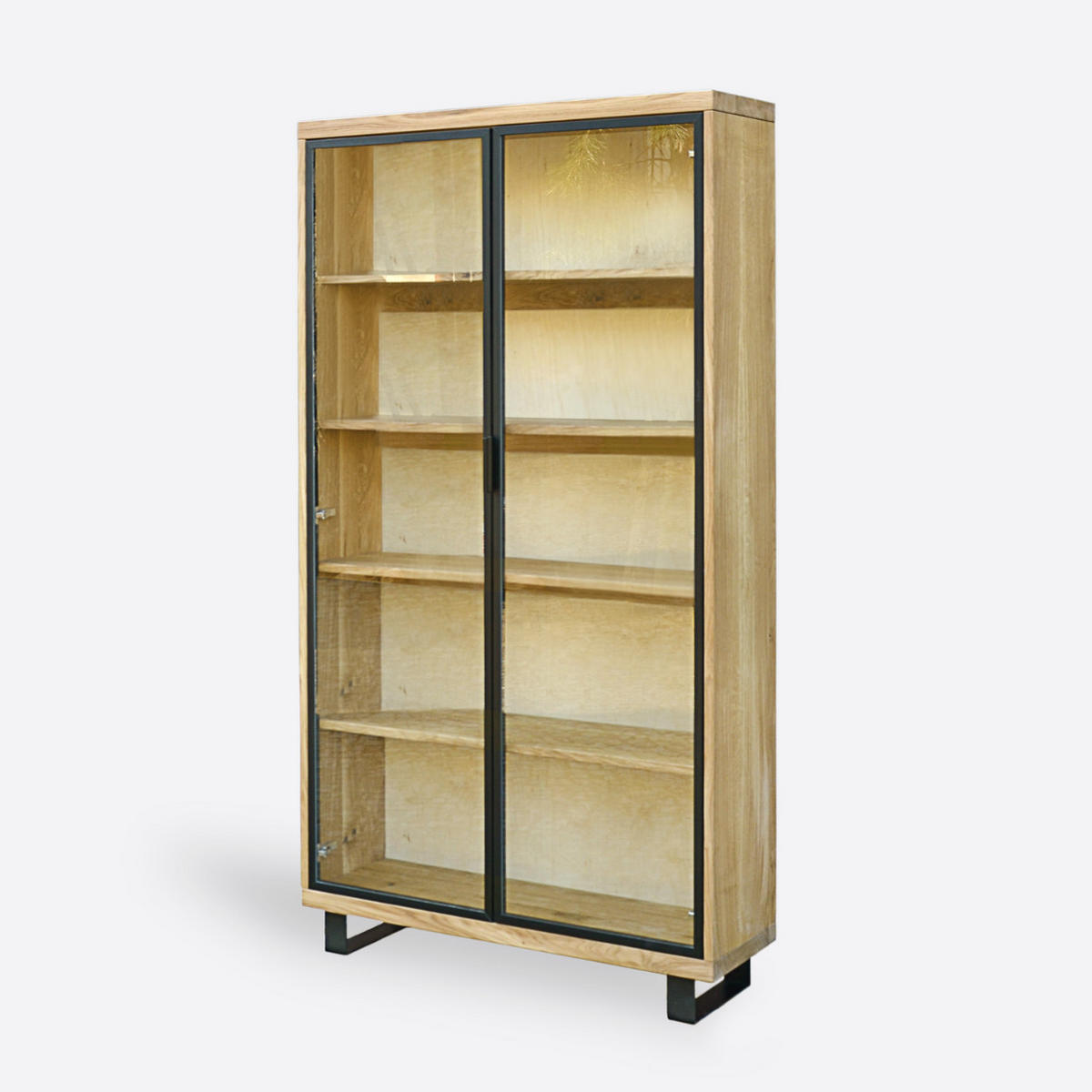 VITRINE aus Eichenholz mit Regalen DELIO III - Eichefarben, Holz (100/200/40cm) - Rawood Furniture