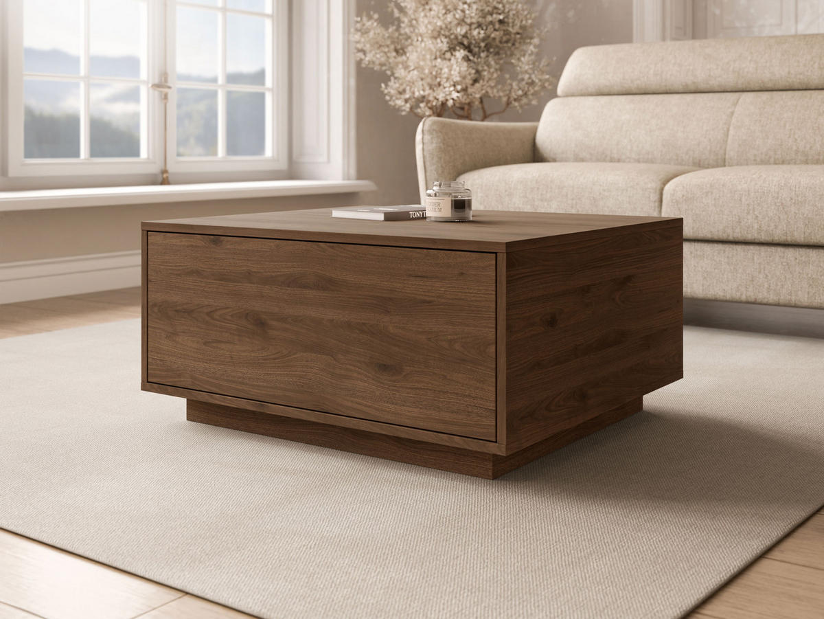 COUCHTISCH Bavro - Nussbaumfarben/Schwarz, Holzwerkstoff/Kunststoff (70/80/39cm) - MIRJAN24